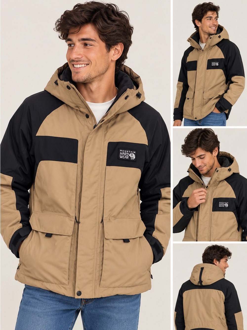 Mountain Hardwear Men's Black and Tan Puffer Jacket
